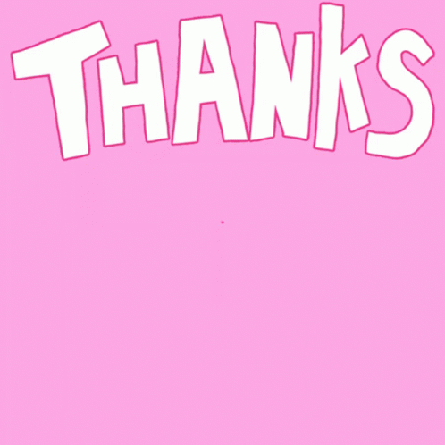 some type of thank written in a bright pink background