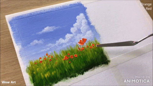 a painting being colored with a brush