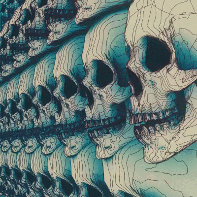 multiple row of intricate skulls, all of which are very complex