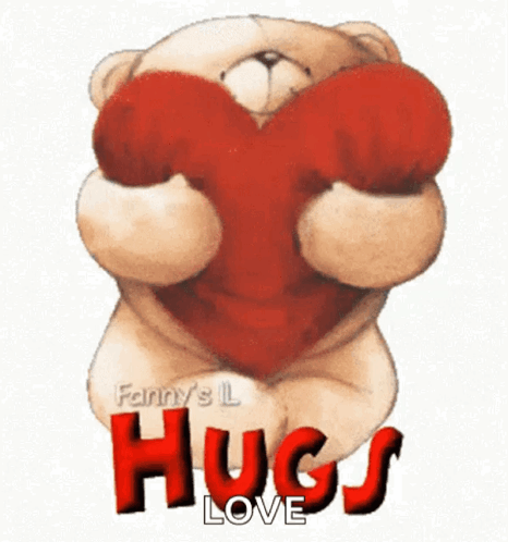 an image of a hugging bear saying hugs love