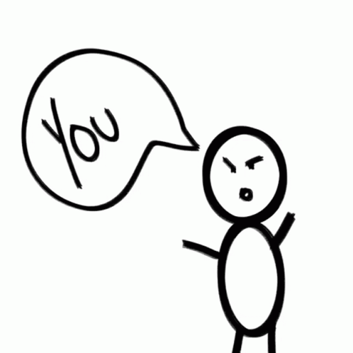 an outline character with the words up and down written in a speech bubble