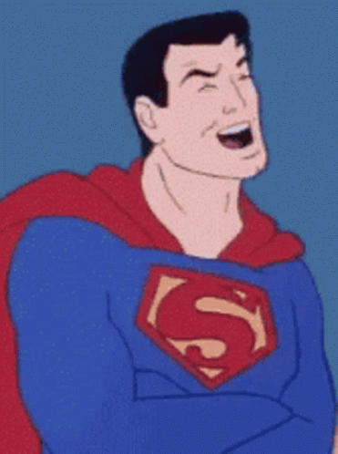 a cartoon man wearing a superman costume with his mouth open