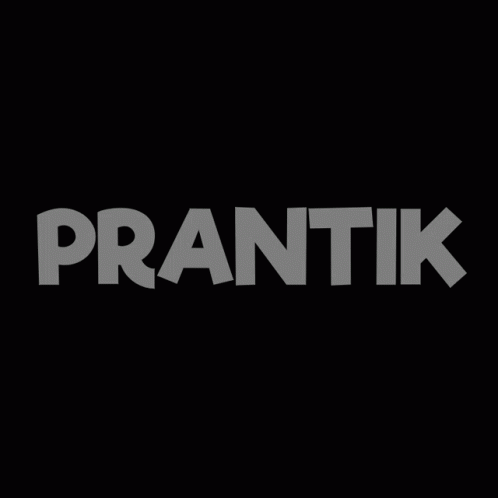 the word prantik is grey on a black background