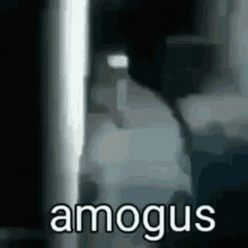 an image with the words amogus in white