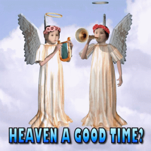 two angel with trumpet and halo in hand