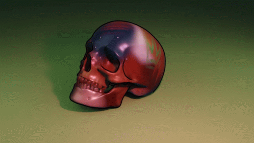 the skull has two different color spots on its face