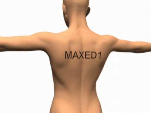 a man with his arms stretched out with the words maxed on it