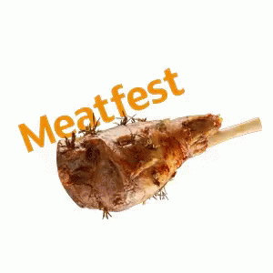 the word meatfest written on a po of an animal in the air