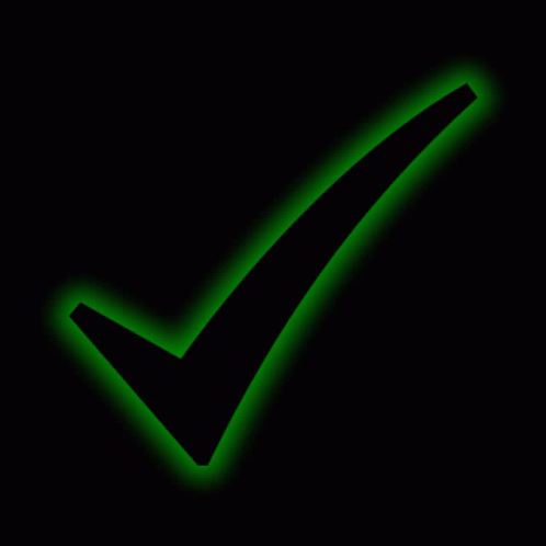 a black and green check mark drawn on a dark background