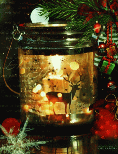 christmas scene in a jar or glass lantern