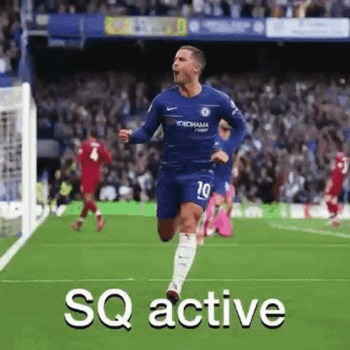 a player running with his leg up and the words soc active below