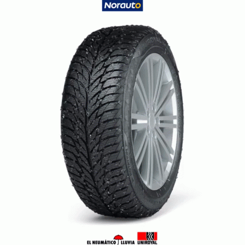 an ice drive tire with white spoke and black wheels