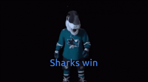 an animated image with the words sharks win in orange