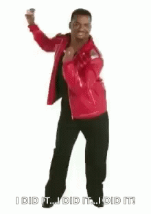 a black man wearing a purple jacket is dancing