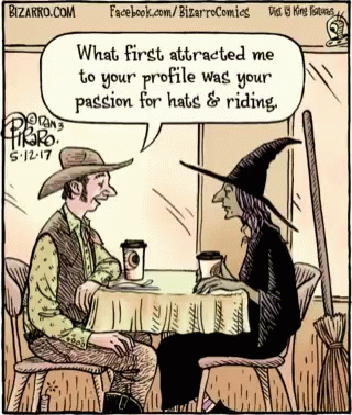 a cartoon of an old witch drinking a coffee