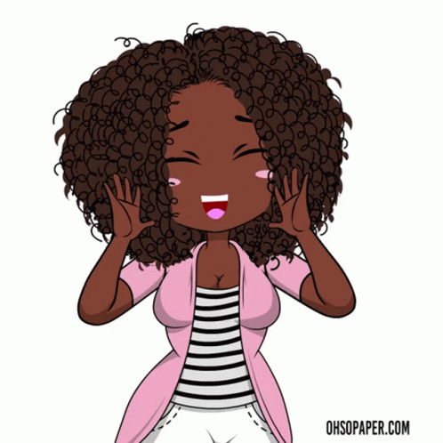 a cartoon black girl wearing white and blue