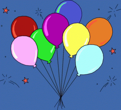 many balloons in one bunch and stars in the other