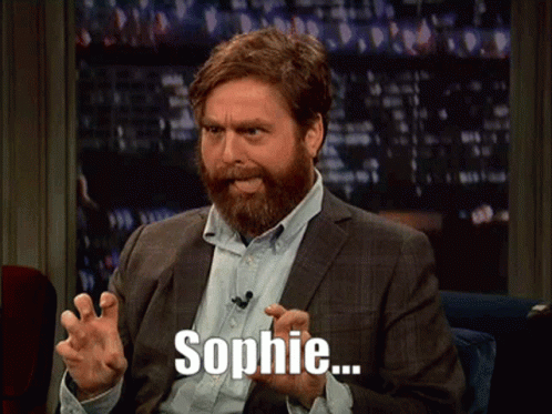 man sitting in a chair on a tv program, saying sophiie