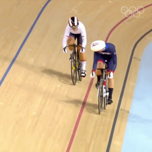 two professional cyclists in the olympic track