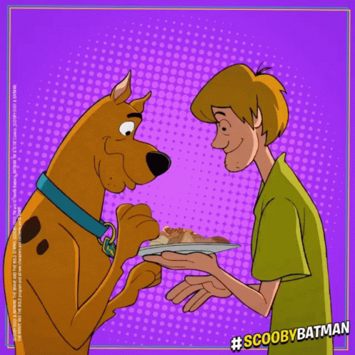 a cartoon drawing of a dog talking to a man