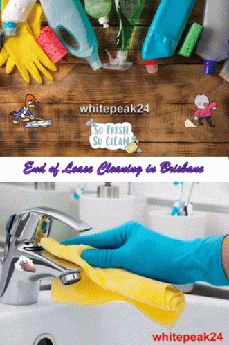 a pair of hands with gloves on and cleaning dishes