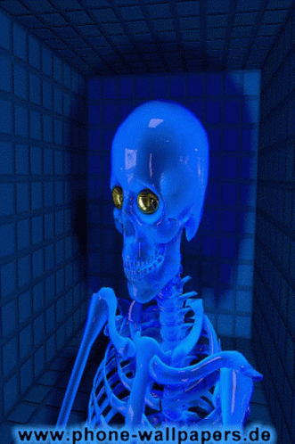 the creepy skeleton in the cell phone wall paper