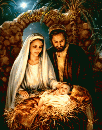 a painting of jesus and mary holding baby jesus