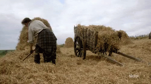 an old po of a man next to two sheep pulling a wagon