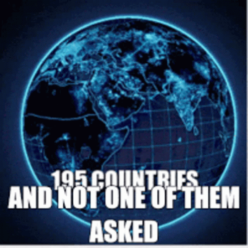 an ad with the words 1950 countries and not one of them asked