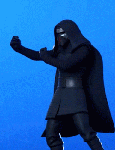 darth vader in a black outfit with a hood on