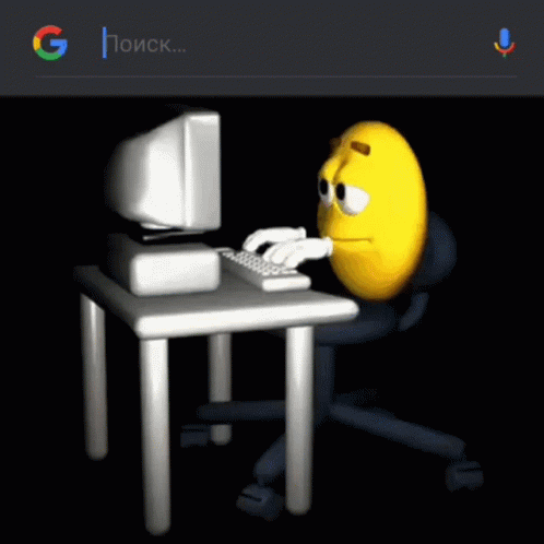 the cartoon image has an egg sitting at the computer desk