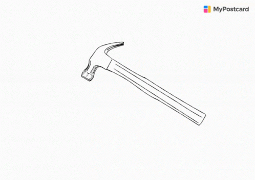 line drawing of an axe with metal handle