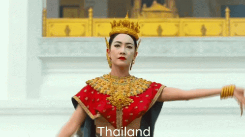 a blue princess holding out her hand with a caption that says thailand