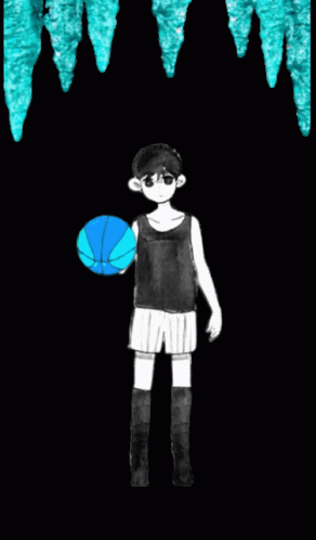 a boy holding a basketball near some trees