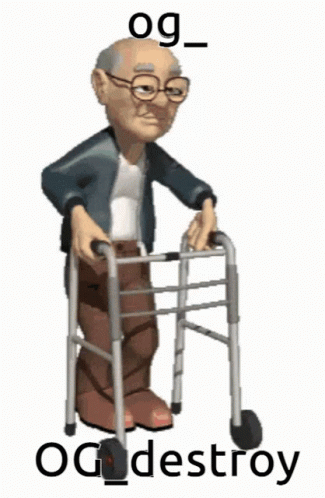 a cartoon man walking while standing on top of a walker