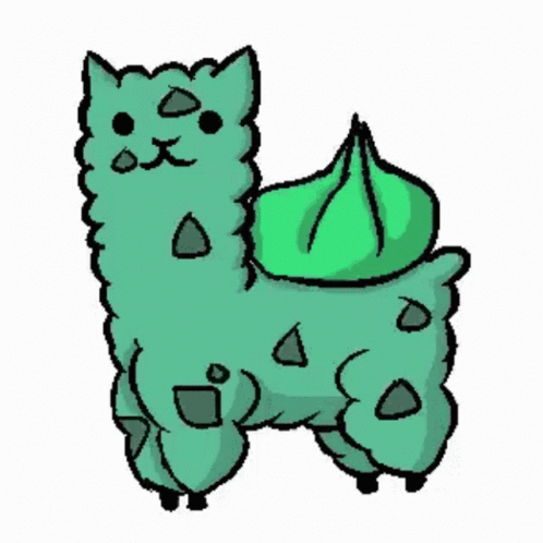 the cartoon image shows a small green poodle with two leaves sticking out of it