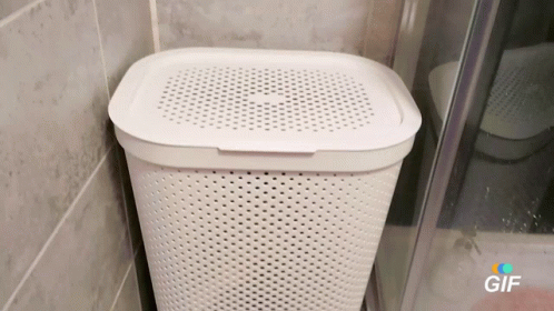 there is a trash can next to the toilet