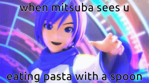 a man with red hair and an anime quote about eating pasta
