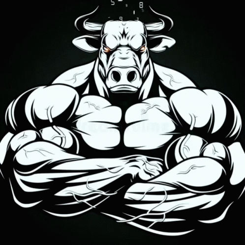a bull bodyer posing for a picture in black and white