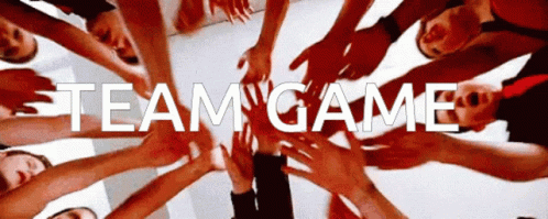 the hands are surrounding the words'team game '