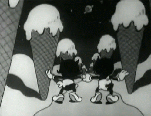 mickey and friends in black and white mickey mouse christmas scene