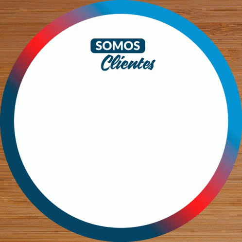 a blue and yellow circular frame that says, somos clientes