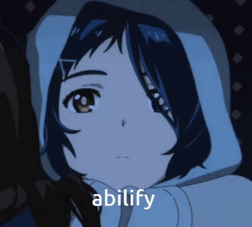 a cartoon girl wearing hoodie with the words, ablfy