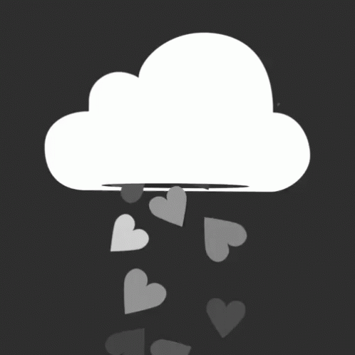 heart shaped clouds with black background