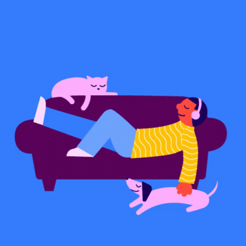 a cartoon image of a person sitting on a couch