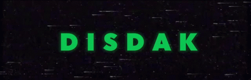 the word diskdak illuminated in green on black with dark background