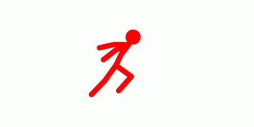a stick figure is running down a track