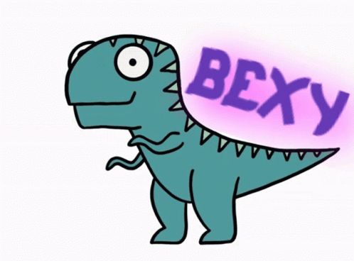 an image of a cartoon dinosaur with the words bex