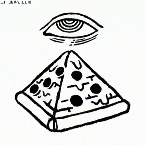 the image of pizza with eye coming out