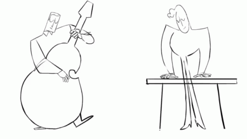 some line drawings of a man with a bird on his shoulder